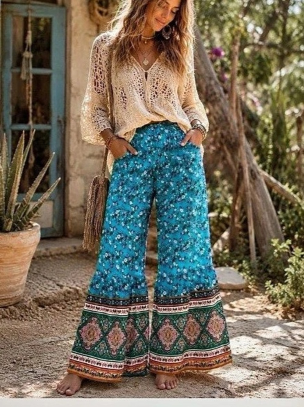 NWT Umgee Palazzo Wide Leg Pants Women’s L